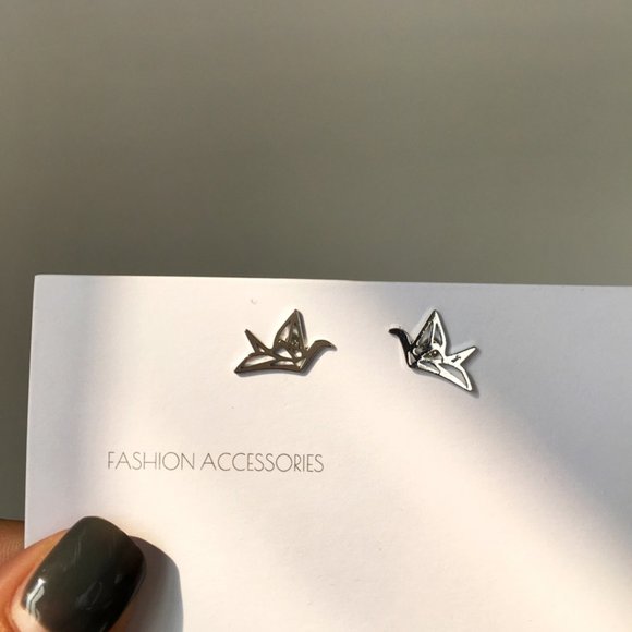 💙Orizuru Paper Crane Bird Art Earrings Origami - Picture 6 of 13